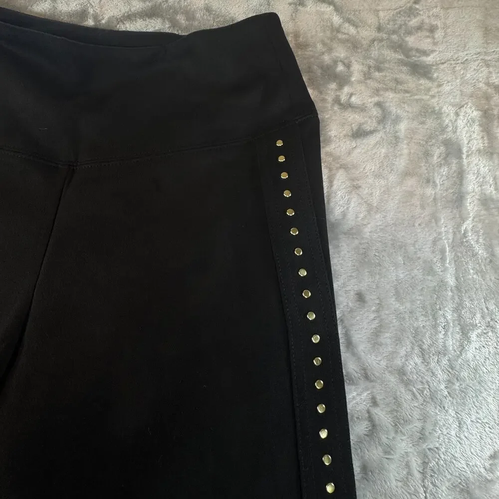 White House Black Market Runway Leggings Size 8L Black Faux Suede Studded Tall